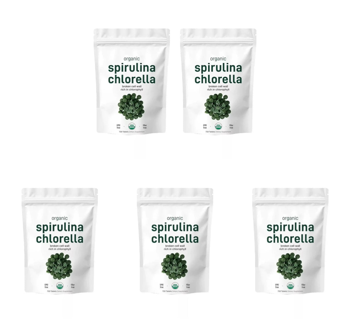 Organic Spirulina & Chlorella 720 Tablets – Broken Cell Wall, Chlorophyll Rich, Supports Daily Energy, Immunity & Vitality