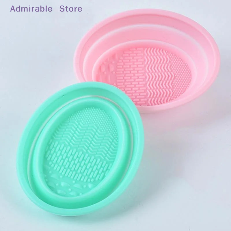 wSoft Silicone Makeup Brush Cleaner Folding Powder Puff Cleaning Bowl Eyeshadow Brushes Wash Clean Mat Beauty Tools Scrubber Box