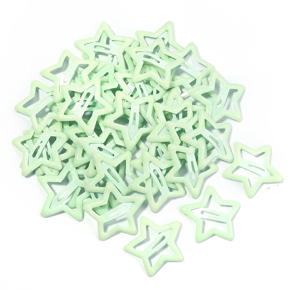 50pcs/lot Metal Colorful Star Hair Clips Dopamine BB Hair Clips For Broken Hair Clip Bangs Hair Clip Girls Y2K Style Hair Clips