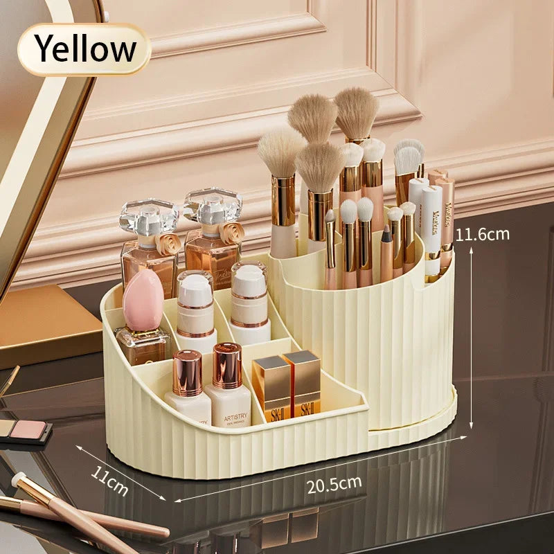 360° Rotatable Cosmetic Organizer Lipstick Makeup Brush Holder Desktop Cosmetic Display Cabinet for Dresser Living Room