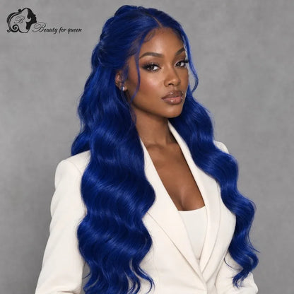 Sapphire Blue Body Wave Wig Long Glueless Heat Friendly Middle Part Extensions Premium Cosplay Silky Everyday Deep Luxe Pro