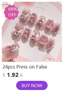 24Pcs Red Christmas Fake Nails Cute Santa Claus Reindeer & Snowflake Designs Artificial Nails Glossy Short Oval Press On Nails