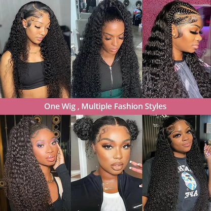 13x4 HD Deep Wave ≥98% Human Hair Wig Pre Plucked Lace Frontal Wig 13x6 360 Curly Transparent Lace Front Wig 4x4 5x5 Lace Wig