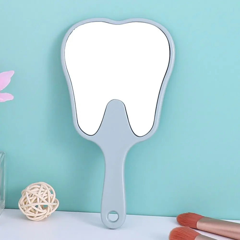 Universal Tooth Shaped Handheld Mirror PVC High Definition Makeup Mirror Dental Mirrors Gift