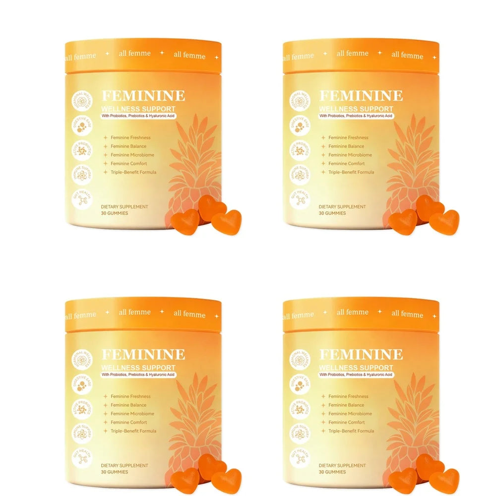Women's Feminine Wellness Support Gummies with Vitamin B6, Zinc, Inulin & Hyaluronic Acid, for Digestive Balance, 30 Gummies