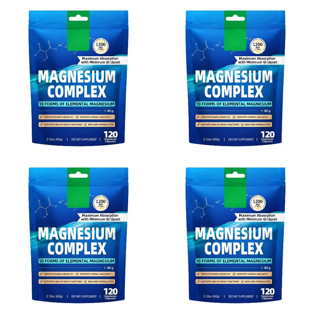 Magnesium Complex Capsules,Bone, Muscle, Heart Health,Restful Sleep,10 Forms of Elemental Magnesium for Absorption,120 Capsules