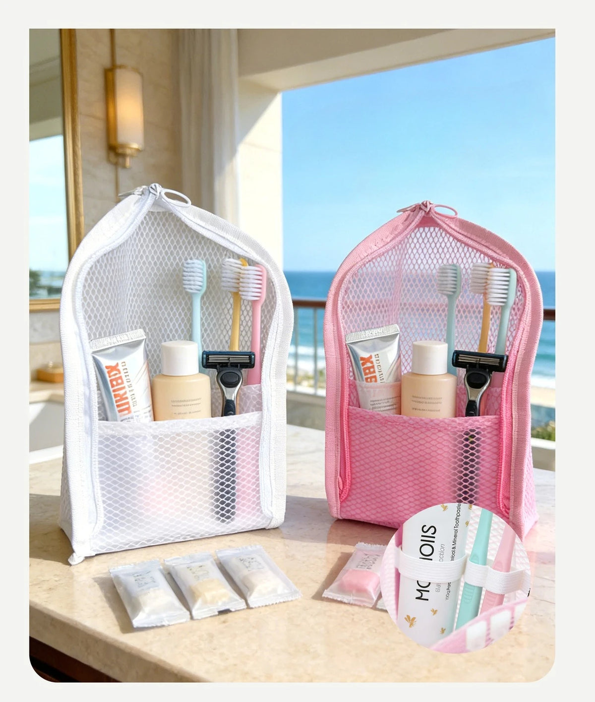 Standing Mesh Toiletry Bag Portable EVA Travel Foldable Toothbrush Cosmetic Organizer Women Bathroom Storage Pouch Сумка