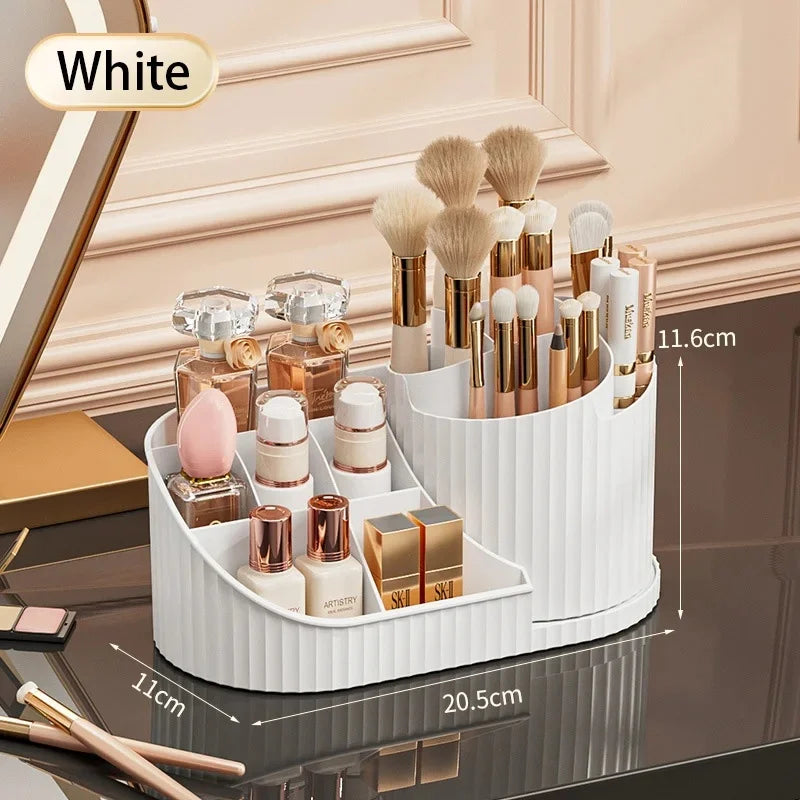 360° Rotating Makeup Organizer, Large Capacity Cosmetic Storage Caddy for Lipsticks & Makeup Brushes, Bedroom Vanity Counter