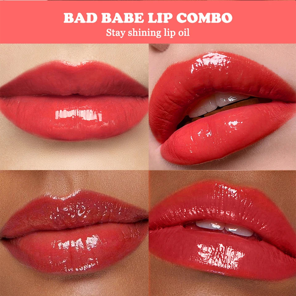 Lip Gloss Duo Combo with Keychain Long Lasting Nourish Plumper Lip Cosmetics Christmas Gift