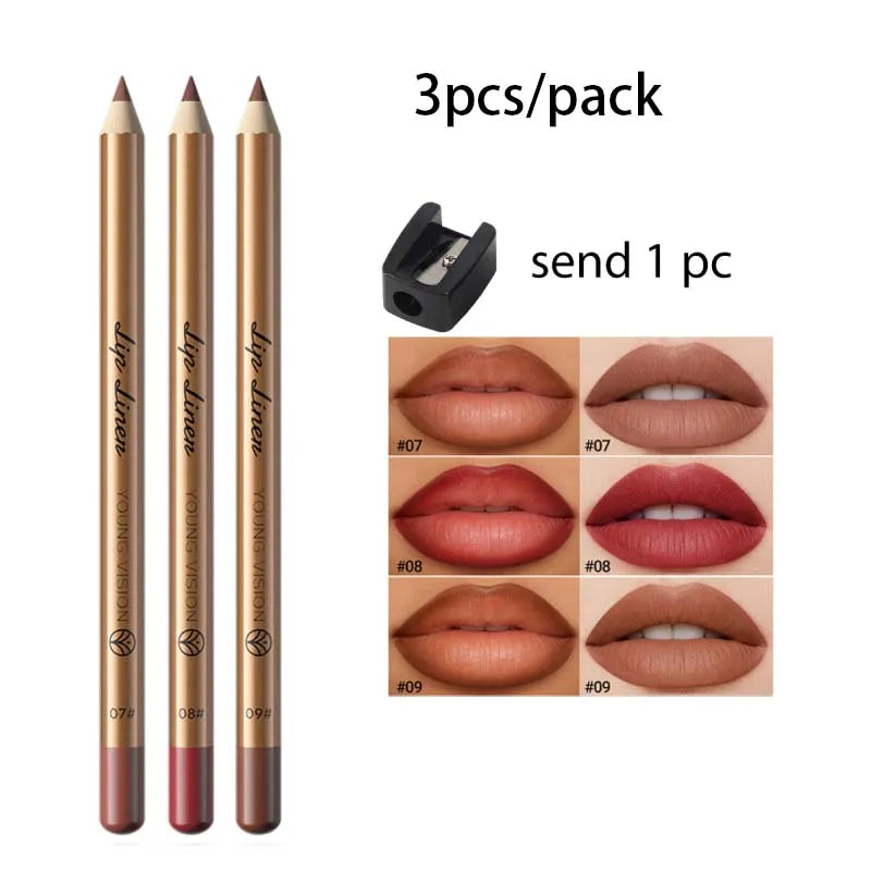 Waterproof Matte Lip Liner and Lipstick Pen Set Long-Lasting Non-Fading Smudge-Proof   Lip Pencil for Precise Application