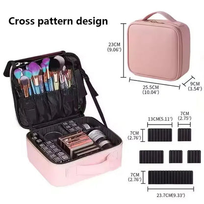 New PU Leather Cosmetic Bag For Women Professional Makeup Case Travel Toiletry Makeup Bag Beauty Nail ToolBox Make Up Handbag