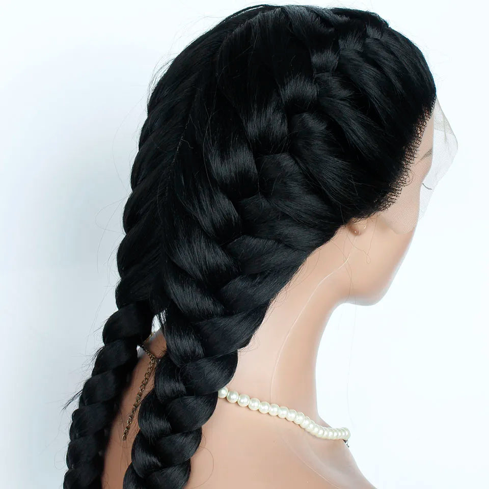 Double Dutch Braids Synthetic Cornrow Braided Wigs Braided Lace Front Wig for Black Women