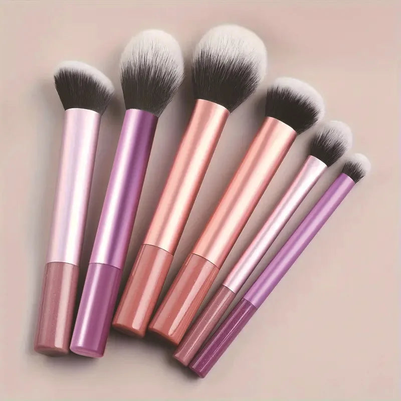 8 PCS Long‑Handle Makeup Brush Set, Multi‑Color Ultra‑Soft Brushes, Powder Blush Eyeshadow Brushes for Beginners