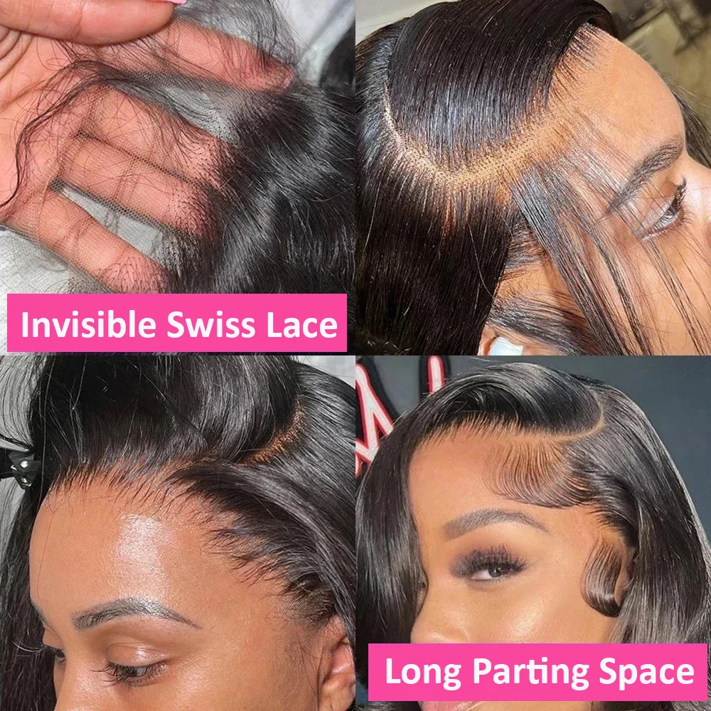 Straight 13x4 Bob Wig Human Hair 200 Density Transparent Lace Frontal Wig 100% Brazilian Human Hair 4x4 5x5 HD Lace Closure Wigs