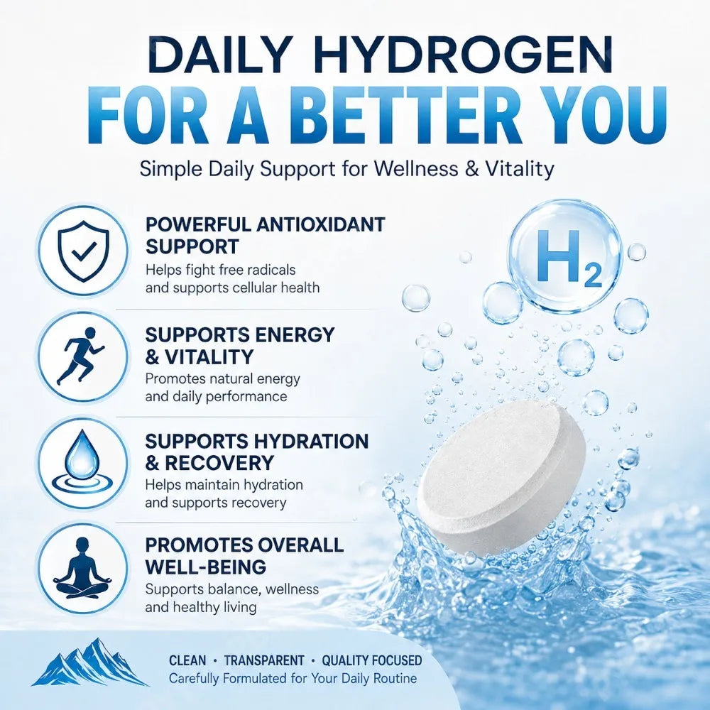 Molecular Hydrogen Tablets 12PPM with 23mg Magnesium for Antioxidant & Brain Energy Support, Daily Cellular Health, 30 Tablets