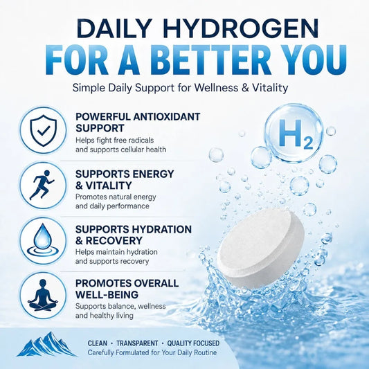 Molecular Hydrogen Tablets 12PPM with 23mg Magnesium for Antioxidant & Brain Energy Support, Daily Cellular Health, 30 Tablets