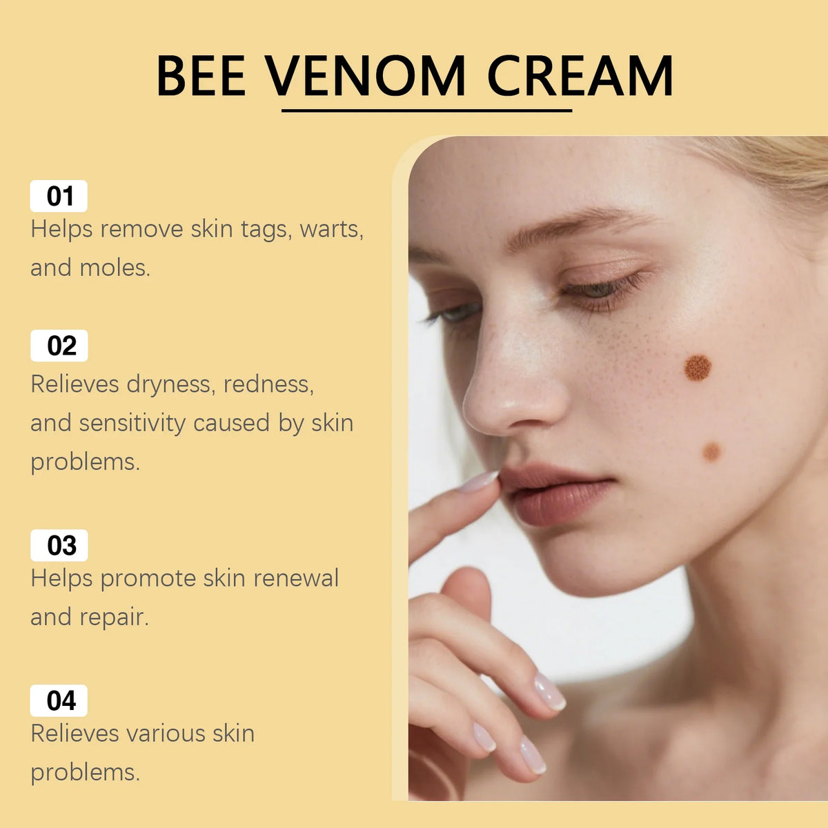 Bee Venom Skin Restoration Cream Lift Tightenes Sagging Fade Freckle Melanin Anti Cellulite Day & Night Body Massage Moisturizer