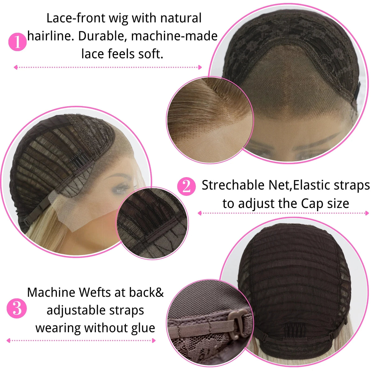 Blonde Mixed Color 13x4 Synthetic Lace Front Wigs for Women Cosplay Shoulder Length Short Curly Synthetic Wigs Layers Ponytails