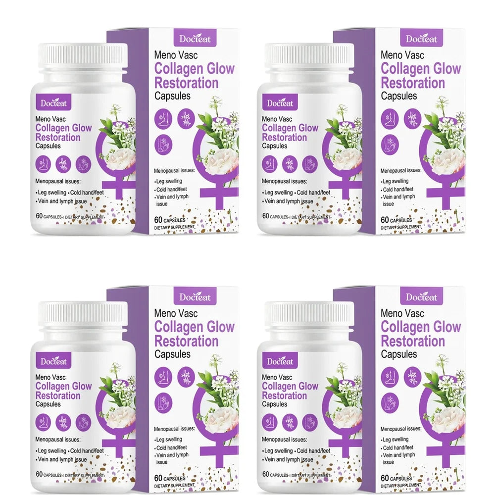 Collagen Glow Restoration Capsules, Boost Metabolism & Support Calorie Balance, Collagen Complex Hyaluronic Acid Magnesium 60Ct