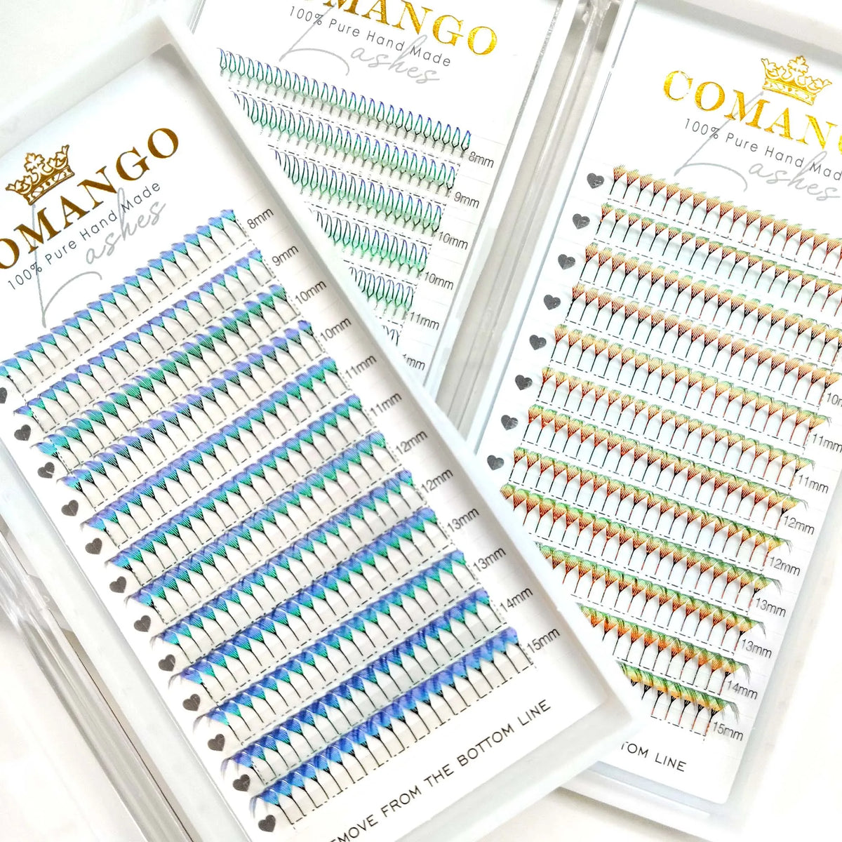 CoMango Christmas Color Fashion Glamorous Green Golden Spire Eyelash Extension Glitter Tinsel Lash Holographic Manga False Lash