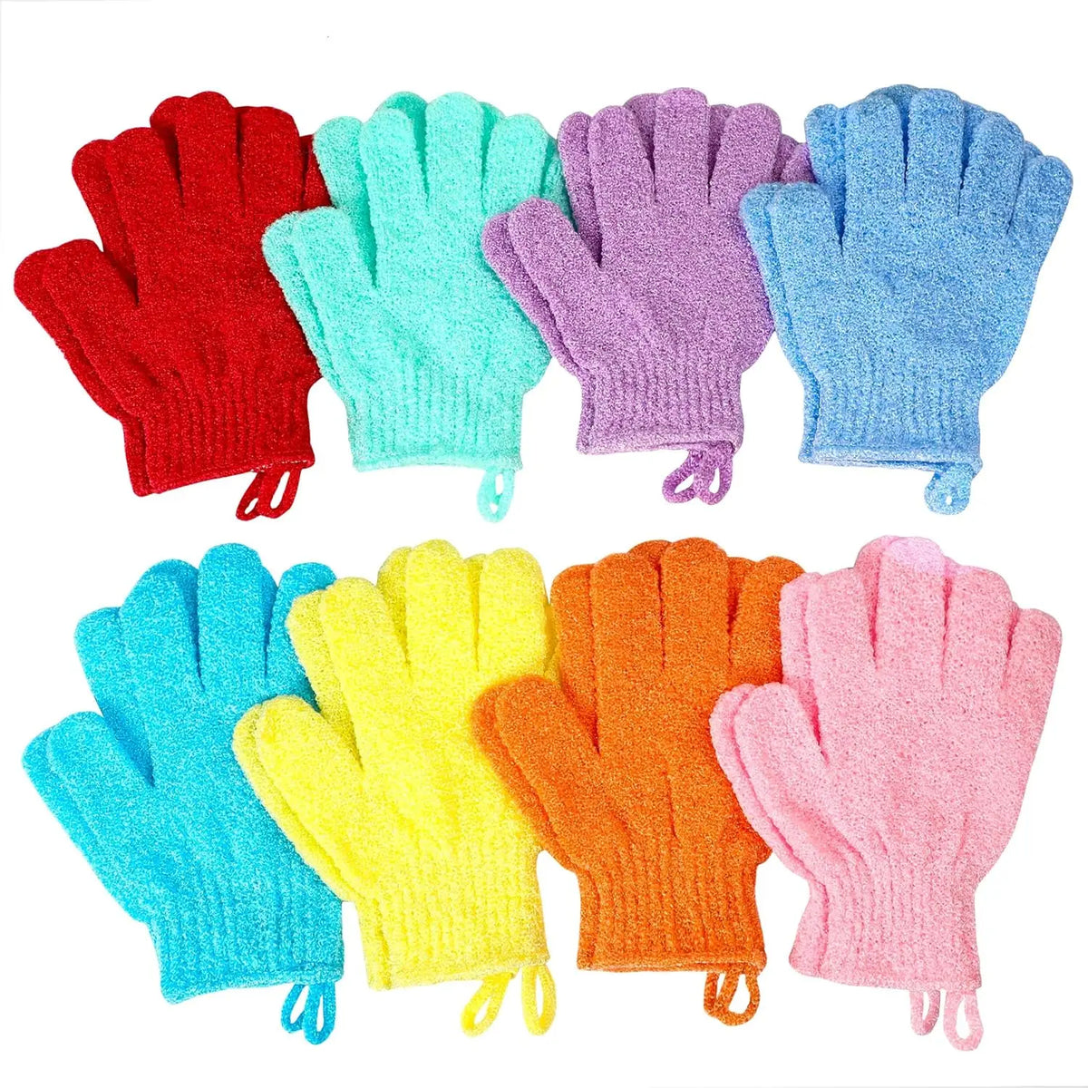 24 Pieces Exfoliating Bath Gloves, Beauty Spa Massage Skin Shower Gel Body Scrub Gloves with Loops - 12 Colors