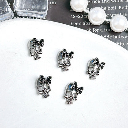 20PCS Multiple Style Alloy Skull Spider Nail Art Charms New Creative Glass Diamond Bat Halloween Nail Decorations for DIY Nails