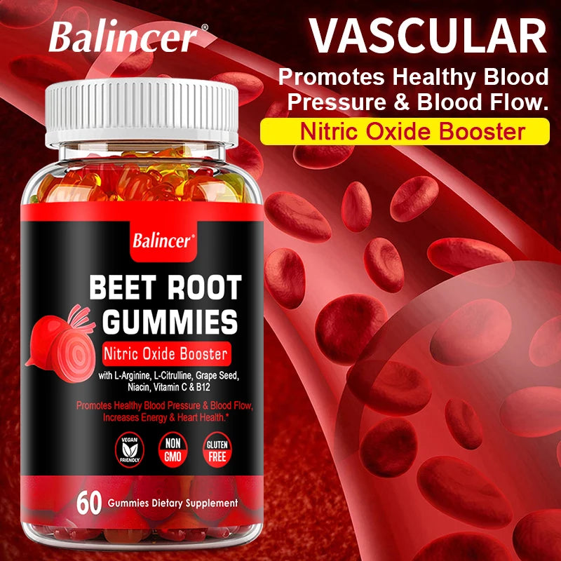 Potent Beetroot Gummies - Supports Blood Pressure and Circulation, Maintains Heart Health, Dietary Supplement, Boosts Immunity