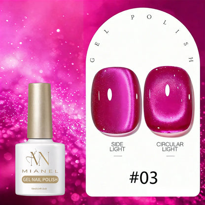 MIANEL 2026 Summer Trend Nude Pink Cat Eye Gel Nail Polish Soft Brightening Transparent Peach Pink with Glass Bead