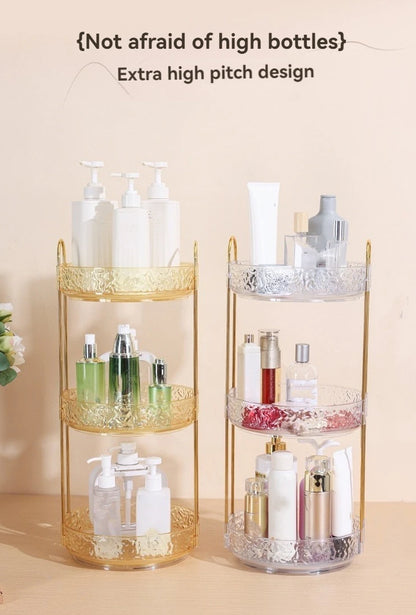 1Pc/Water Ripple Pattern Bedroom Vanity Cosmetic Rotating Storage Rack Box Bathroom Desktop Perfume and Skincare Tray