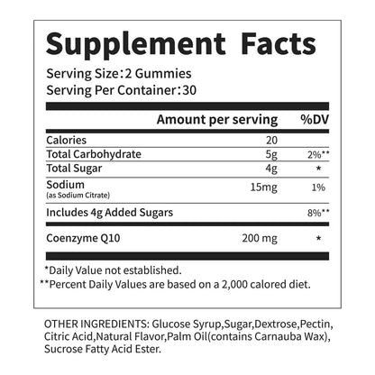 Organic Coenzyme Q10 Gummies - Supports Energy Production, Core System Health, Supports Immunity - Dietary Supplement