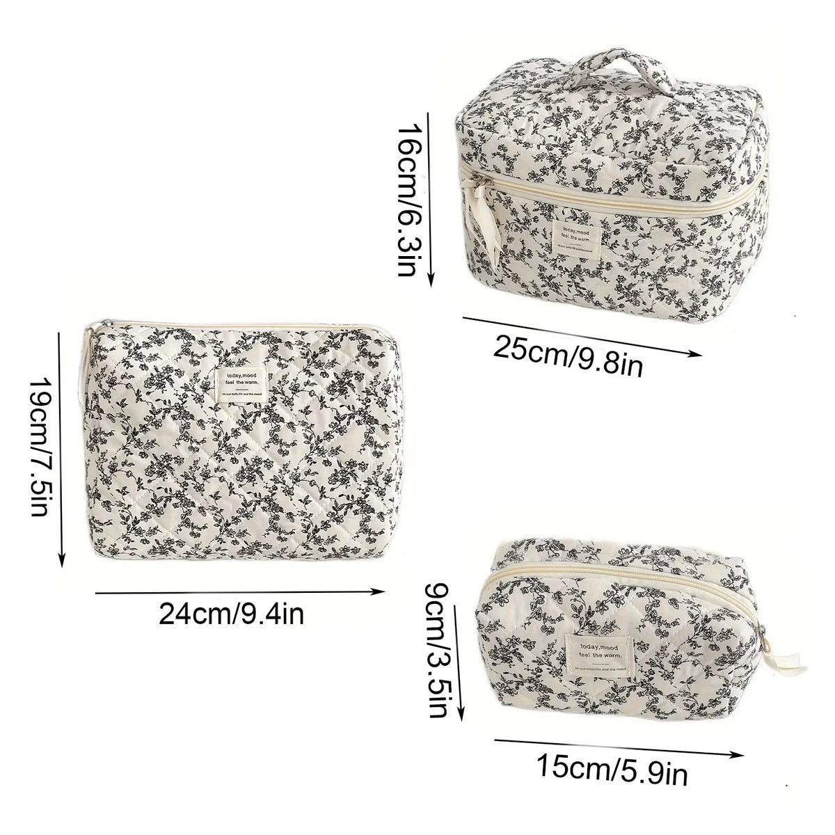 Floral Quilted Cosmetic Bag Korean Large Capacity Makeup Bag Portable Travel Toiletry Organizer Skincare Women  Storage Pouch