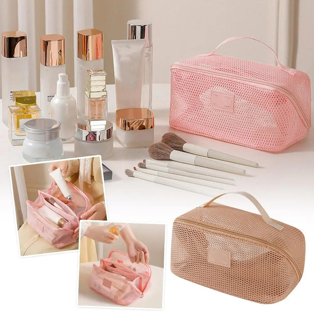 Mesh Large Capacity Cosmetic Bag Multifunction Travel Cosmetic Bag Women Toiletries Organizer Female Storage Make Up Case Tool