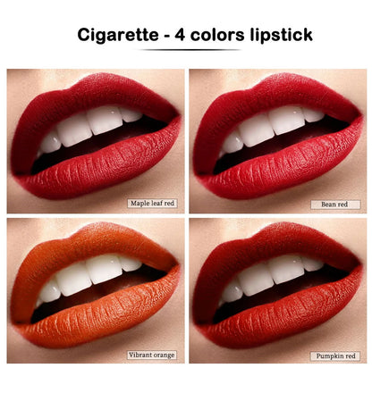 4 Pcs Cigarette Lipstick Set Matte Lip Gloss Long Lasting Waterproof Nude Lip Tint Lip Stick Tube Cosmetics Christmas Gift