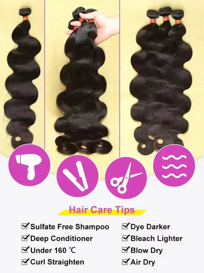 Long Size 30 40 Inch Body Wave Hair Bundles Unprocessed Brazilian Virgin Remy Hair Double Drawn Wavy Weave Hair Extensions