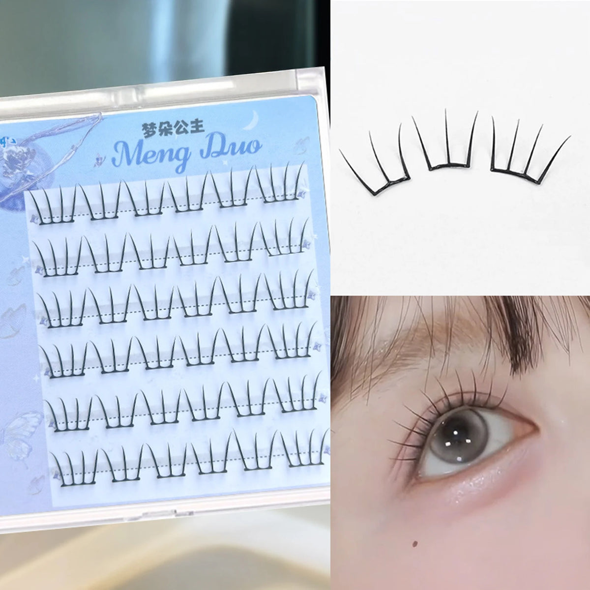 Korean Women's Group Wispy False Eyelashes Cute Cat Paw Eyelash Extension Natural Make Up Large Capacity Idol Manga Lash Cluster