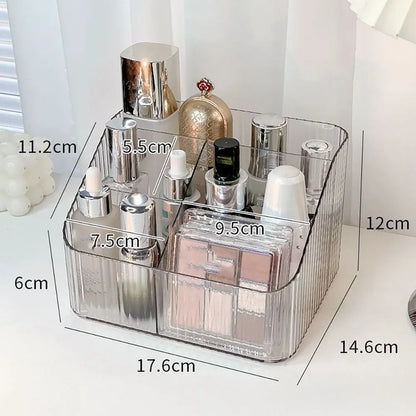 Transparent Makeup Organizer New 3/4-Slot Lightweight Vanity Case Washable Plastic Versatile Storage Box