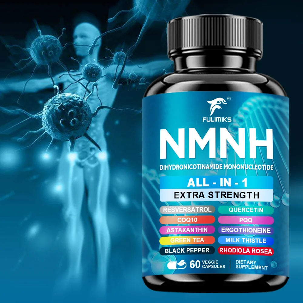 NMNH Supplement Capsules, NAD+ Booster, All-In-1, lmmune System, Energy, 60 Pills - Suitable for Men & Women - Daily Supplement