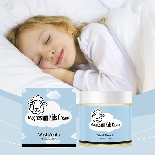 Kids Magnesium Sleep Cream with Lanolin, Soothing & Moisturizing Body Lotion, Lightweight Bedtime Skin Care