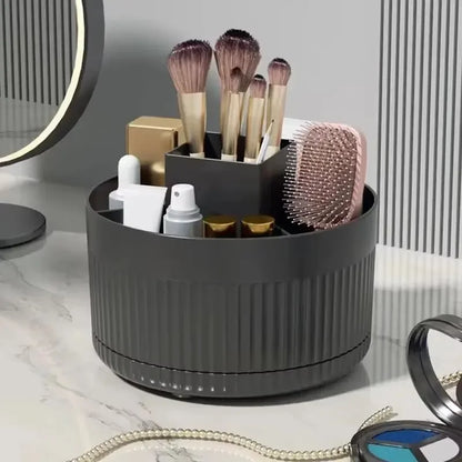 360 Degree Rotating Cosmetic Storage Organizer, Makeup Brush Lipstick Eye Shadow Pen Holder Desktop Shelf for Dresser Vanity