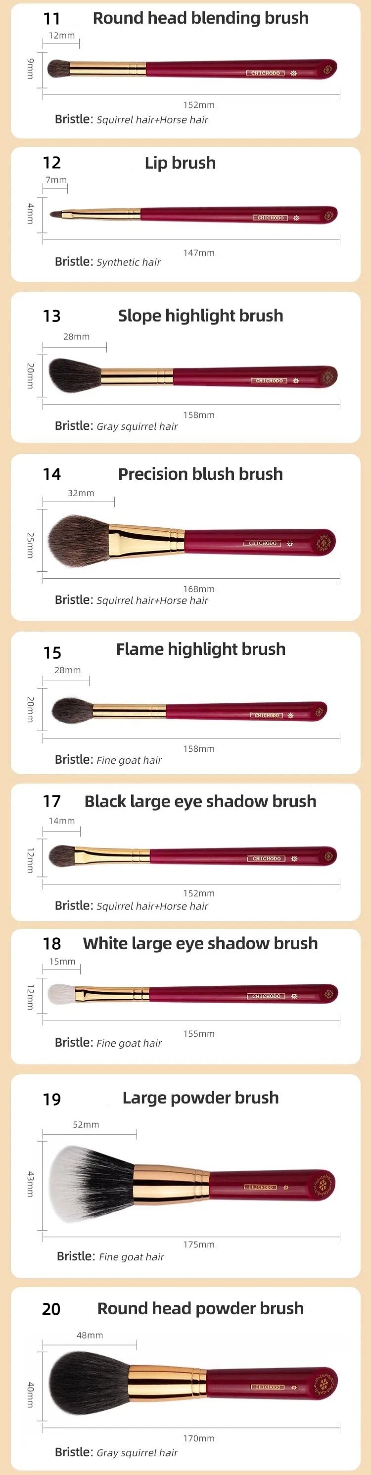 CHICHODO Luxury Makeup Brush All Kinds of Animal Hair Makeup Brush Professional Beauty Brush Soft High Quality Cosmetics Tool