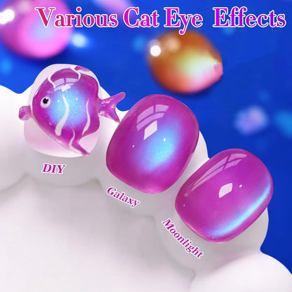 Elegant HL Reflective Cat Eye Gel Nail Polish Set A Magnetic Gel Polish That Delivers a Mesmerizing Cat Eye Effect, Easy So