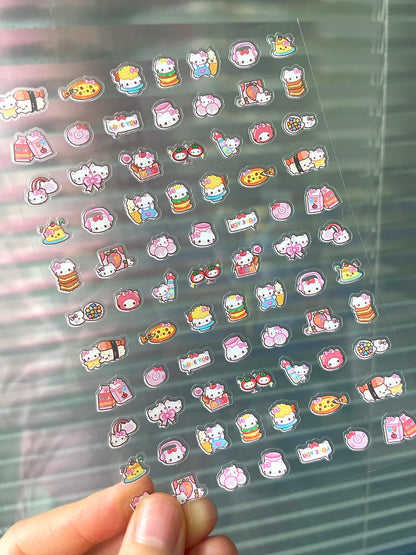 Mini Pvc Hellokitty Adhesive Stickers Nail Art Decor Cartoon Cute Hello Kitty Animals Scrapbook Handbook Waterproof Sticker Gift