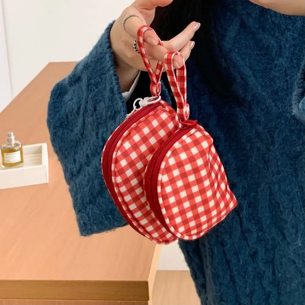 High Quality Red Grid Makeup Bag Multi-size Portable Toiletry Bag Cosmetic Pouch Women Cosmetic Bags & Cases
