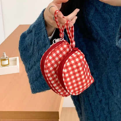 High Quality Red Grid Makeup Bag Multi-size Portable Toiletry Bag Cosmetic Pouch Women Cosmetic Bags & Cases