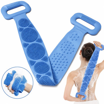 23" Silicone Back Scrubber for Shower - Double-Sided Exfoliating Brush with Handle, Deep Cleansing Body Tool for Men Women