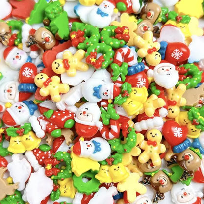 30PCS 3D Cartoon Santa Claus Elk Nail Charms Cute Snowman Dot Christmas Socks Nail Art Decorations for DIY Christmas Style Nails