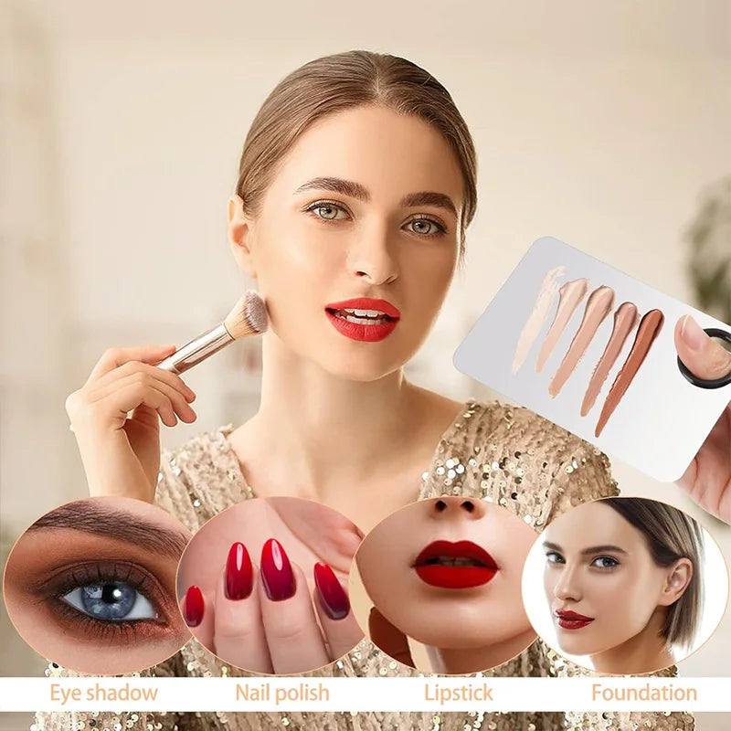 Stainless Steel Makeup Mixing Palette with Foundatio Spatula for Watercolor Paints Eye Shadow Sticks Makeup Cosmetic Beauty Tool