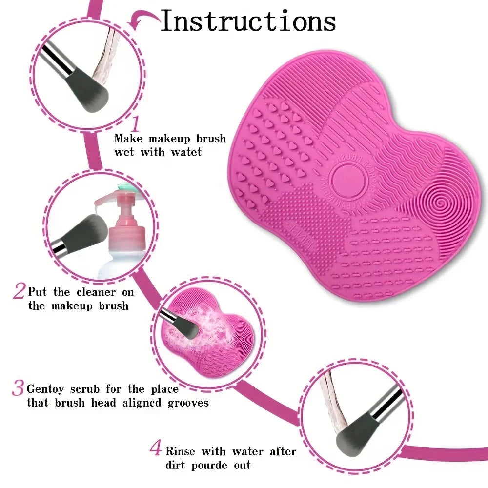 1Pc For Effective Cosmetic Tool Cleaning Makeup Brush Cleaner Silicone Cup Apple-Shaped Pad With Suction