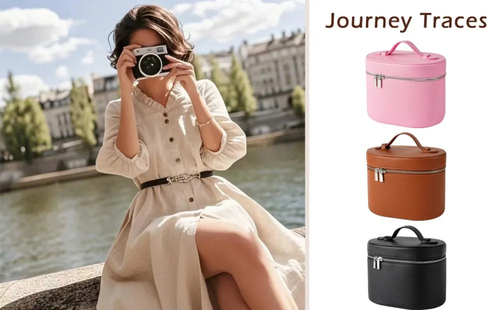Large Capacity Cosmetic Box PU Leather Internal Storage Box Travel Organizer Bag Waterproof Zipper Closure Makeup Bag Daily Use