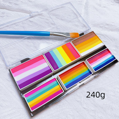 Professional Body Art 12 Colors Pastel Neon UV Color Rainbow Split Cake Face Paint Palette for Halloween Christmas